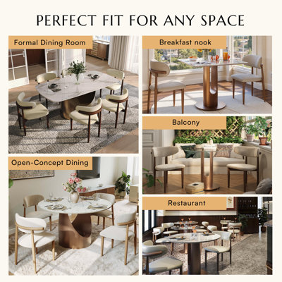 Mid-Century Modern Wood Dining Chairs, Upholstered PU Leather Wood Dining Chair Side Chair, Fully Assembled (Set of 2)