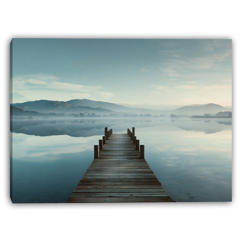 «Calm Lake Morning Pier», art mural sur toile tendue