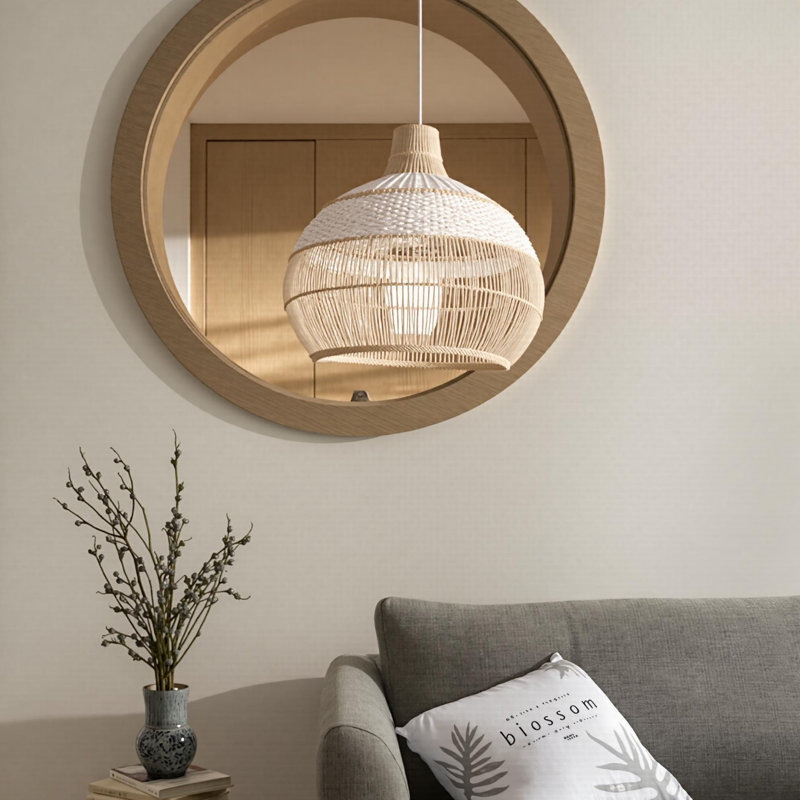 Luminaire suspendu en forme de dôme à 1 lumière Ajshe, H 59 po x l 15,74 po x P 15,74 po