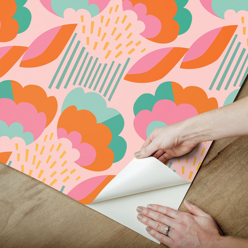 Retro Esme Pink Peel and Stick Wallpaper, Rose