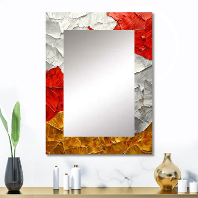 Abstrait Fiery Fragmented Balance III - miroir mural décoratif moderne, miroir moderne, impression d'art en métal