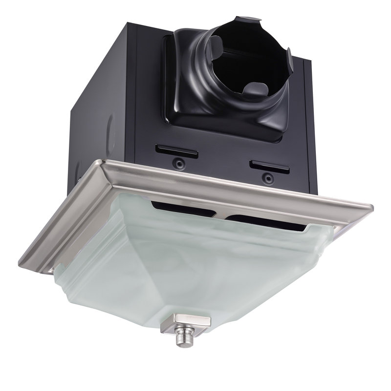Square Brushed Nickel LED Ceiling Exhaust Fan with Frosted Glass