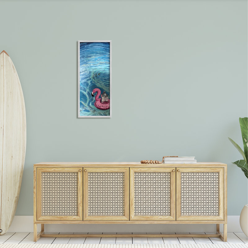 «Flamingo Pool Float Summertime Swirled Water Ripples» par Stacy Gresell - cadre photo, impression sur bois