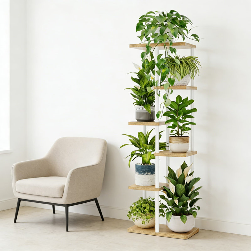 Support à plantes à 6 niveaux pour plantes d'intérieur, tablette d'angle pour pots multiples, support à plantes peu encombrant pour salon, balcon, patio et chambre à coucher