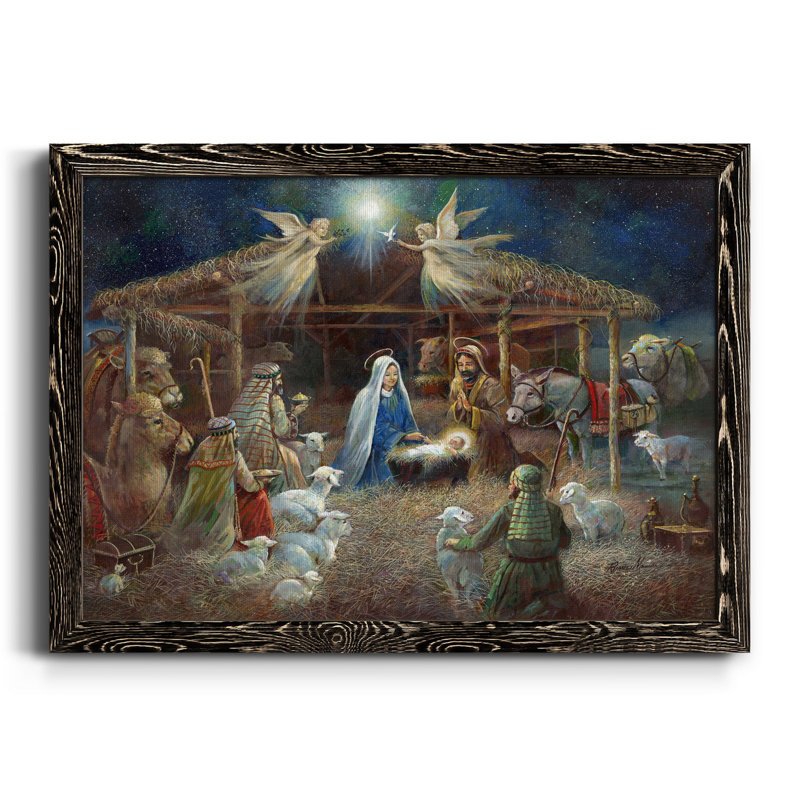 La Nativité - reproduction d'art sur toile, H 31,5 po x l 23,5 po x P 1,5 po, Noir