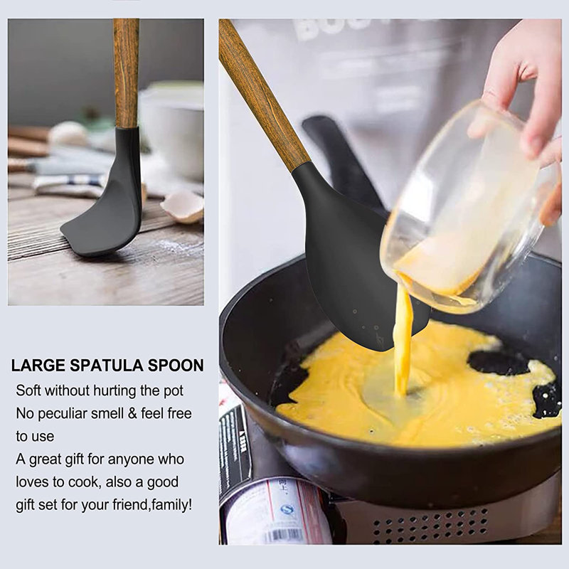 Ensemble d'ustensiles de cuisine en silicone, Gris