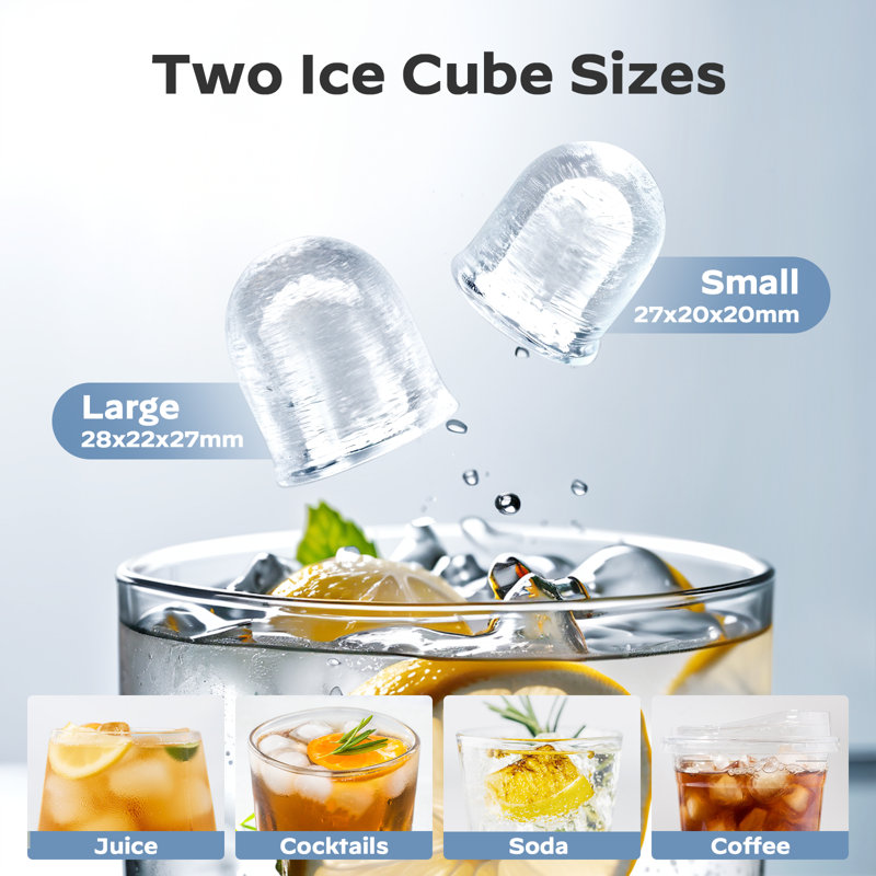 26 Lbs 2 sizes of bullet ice Maker, Camping and Party Ice Maker with Handle,  Kitchen Portable Ice Maker Machine with Self-Cleaning