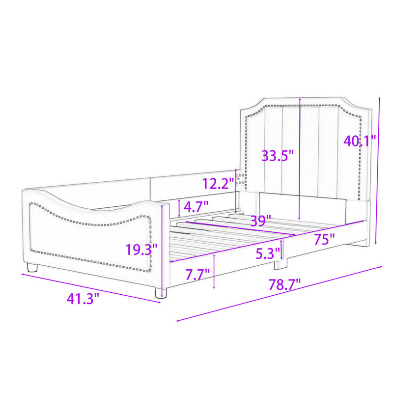 Rylynn Upholstered Platform Bed, Pink