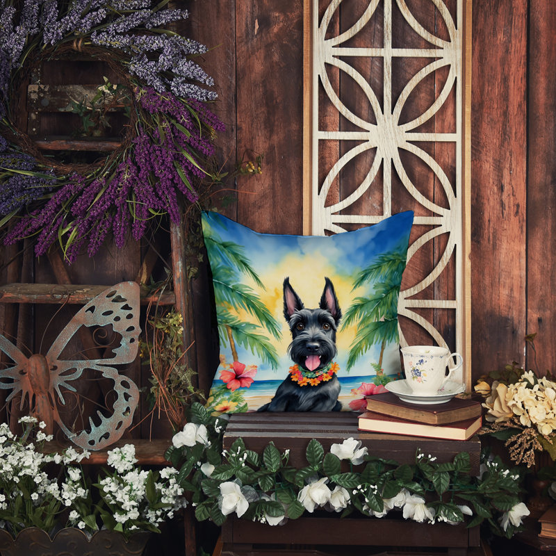 Coussin décoratif Scottish Terrier Luau, H 14 po x l 14 po