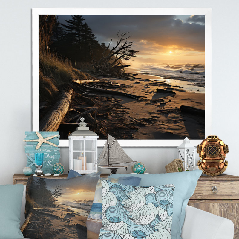 Amanoa Beachside Harmony sur toile, H 16 po x l 32 po x P 1 po, Cadre photo blanc