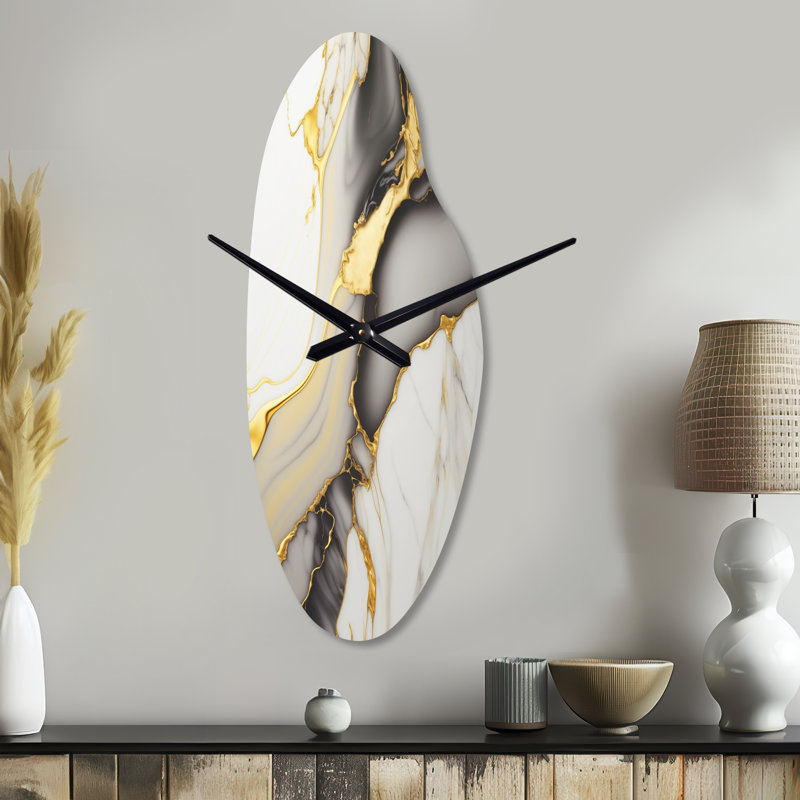 Horloge murale asymétrique en métal, géométrie abstraite et géométrique Strebel, Moyenne