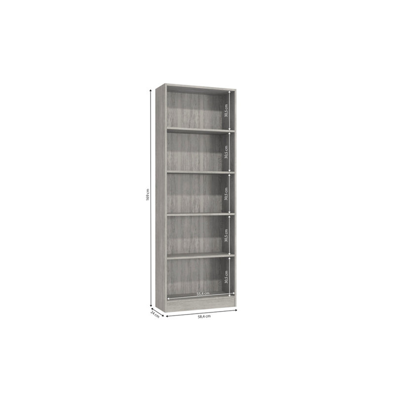 Myleene Bookcase, (5 Shelves) 66.5" H x 22" W x 9" D
