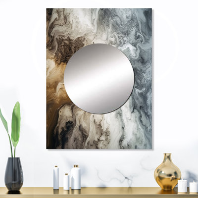 Abstrait marbre avec copie espace II - Fractales, miroir mural unique, moderne et contemporain