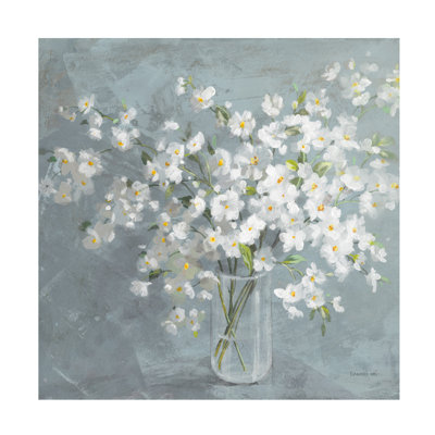 «Fresh White Bouquet Grey Crop» par Danhui Nai - peinture sur toile tendue