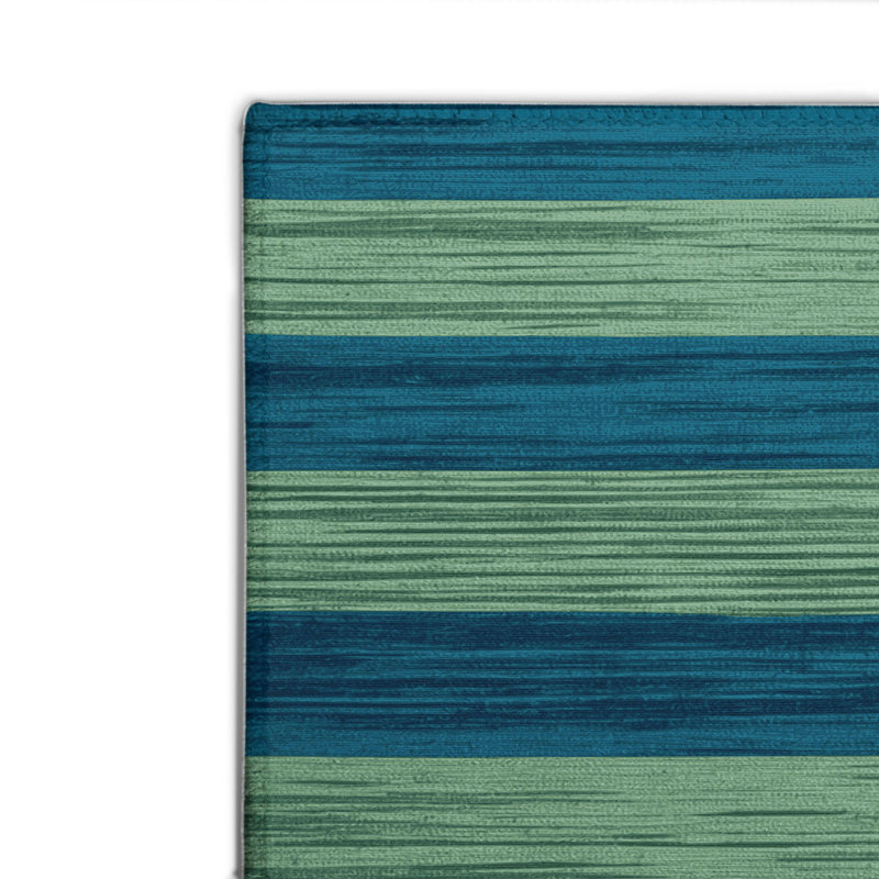 Tapis intérieur / extérieur vert HorizontalStripes, Rectangulaire 8 pi x 10 pi