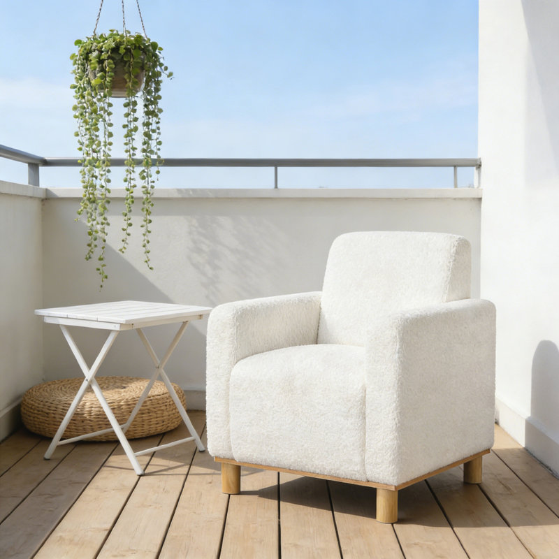 Chaise avec accoudoirs en tissu White Boucle