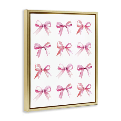 "Pink Bows Rows", art mural sur toile flottante dorée par Daphne Polselli