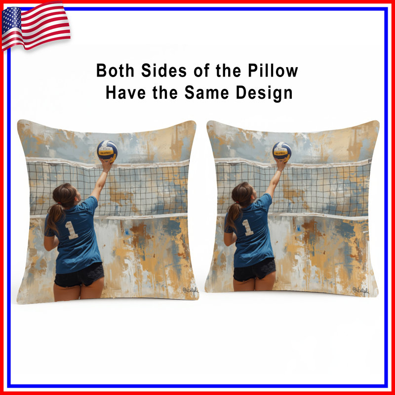Fille jouant au volleyball Coussins décoratifs double face, 20 po x 20 po