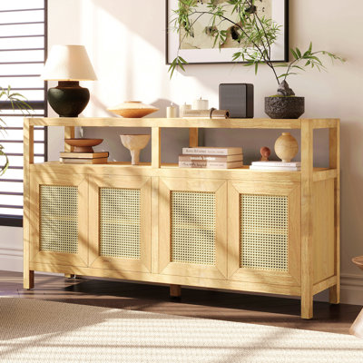 Aether Rattan 60" Solid Wood Sideboard Buffet Cabinet