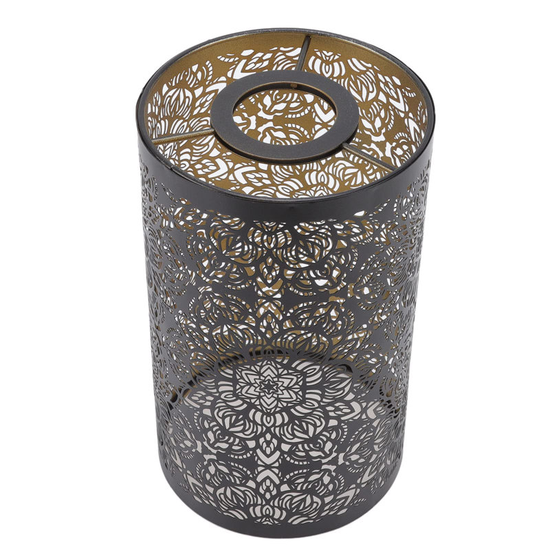 Medium Lamp Shade,Metal Lampshade With Flower Carved Pattern,Modern Style Lampshade For Table Lamp And Floor Light,20 X 12 X 12Cm