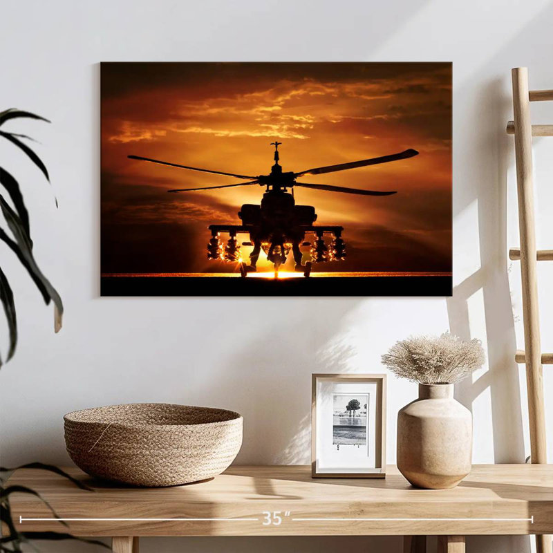 Mait Silhouetted Apache Helicopter, 16" H x 24" W