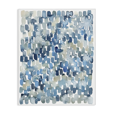 Coastal Tile Abstract Soft Blue Beige Shapes Oversized Stretched Canvas Wall Art by Grace Popp