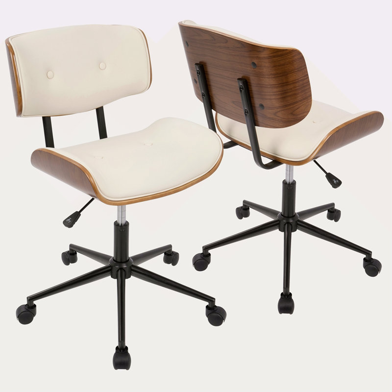 Chaise de bureau réglable Mid-Century, Crème, crème