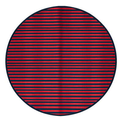 Machine Washable Horizontal Stripes Blue Area Rug