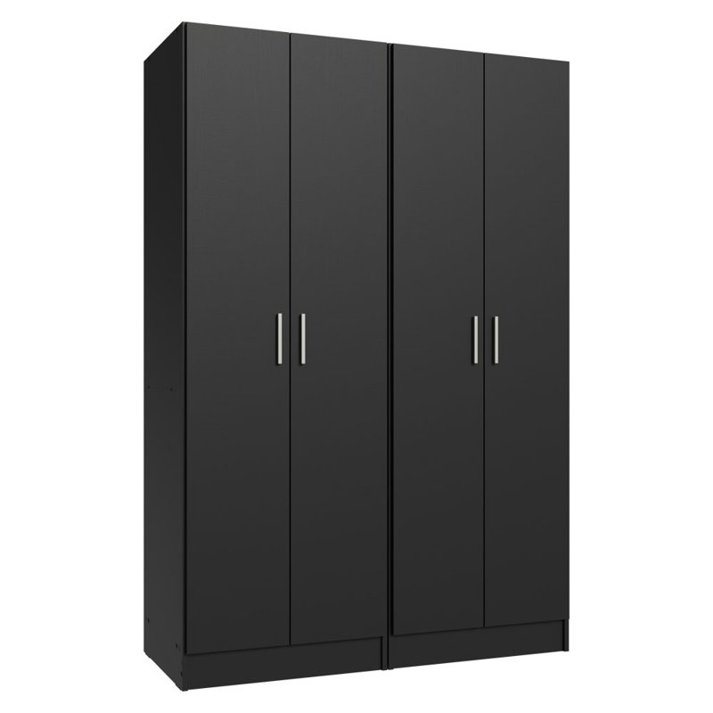 Madesa Kitchen Pantry Set Storage Cabinet 4 Doors 8 Utility Shelves 47"L Wooden Organization Unit for Kitchen 6 Adjustable Shelves Anti Tipping - Black