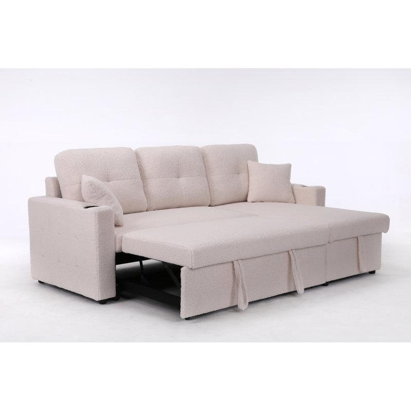 Canapé-lit modulaire avec méridienne avec rangement Lambswool, Beige