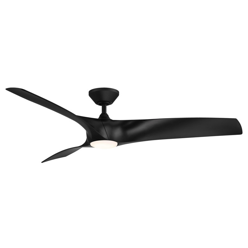 Zephyr 3 - Blade Outdoor/Indoor Smart Ceiling Fan with Light Kit And Remote Control Included, 52", Matte Black