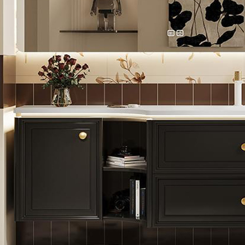 Armoire de salle de bain légère et luxueuse, H 19,69 po x l 51,18 po x P 21,65 po, Noir