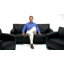 Causeuse en cuir noir-118913846