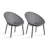 Northwood Modern Armless Outdoor Lounge Chair with Oval Back and Bowl-Shaped Seat – Set of 2-1999774343