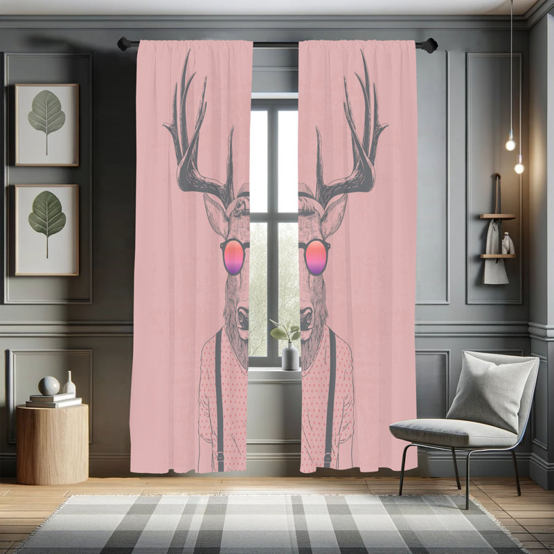 George Oliver Curtains, Pink/Gray, 28" W x 95" L