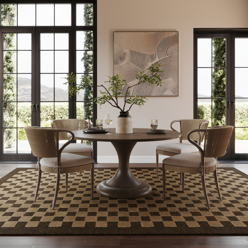 Linthea Modern Checkered Handmade Wool Rug, Rectangle 5' x 8'
