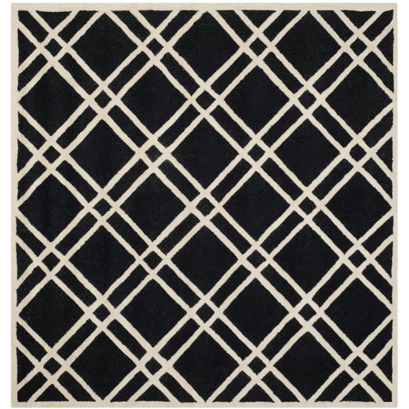Deedgra Hand Tufted Wool Geometric Rug, Square 6'