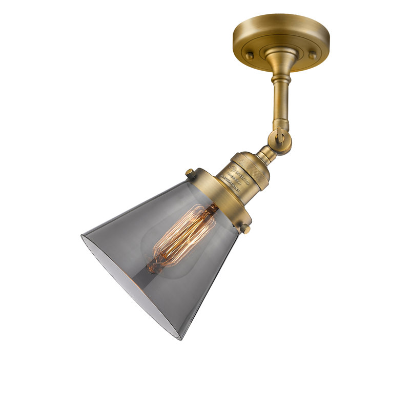 Applique murale avec bras à 1 lumière à intensité variable Parkstone, H 10 po x l 6,25 po x P 8 po, Fumée, Laiton brossé