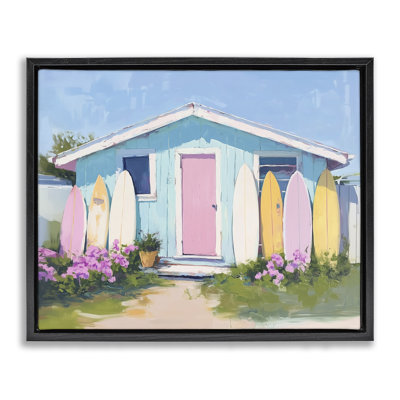 Cabine avec planches flottantes de planches de surf pastel, design par Arlington Prints