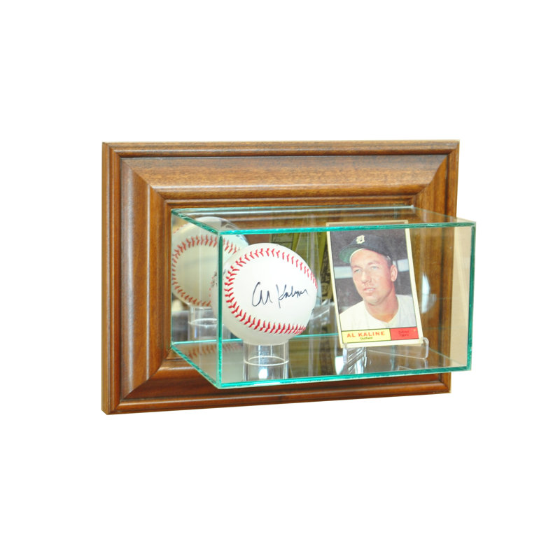 Présentoir mural pour cartes et baseball, Noyer