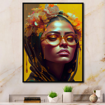Élégante femme arabe avec hijab floral - impression sur toile