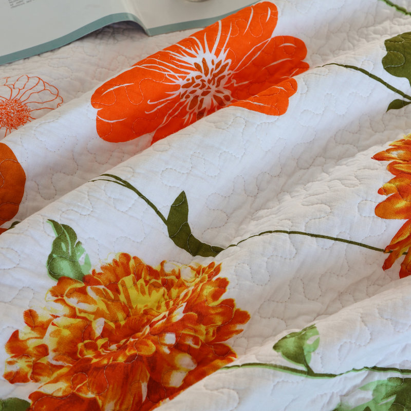 Sunflower Cotton Floral Quilt Bedding Set With Shams, Queen Quilt+2 Standard Shams