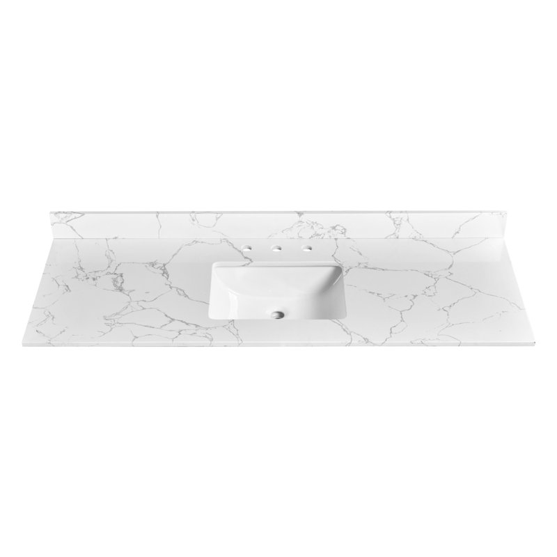 Comptoir de meuble-lavabo en pierre d'ingénierie 61 po avec lavabo simple rectangulaire