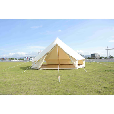 Toile tente tente cloche glamping, tente yourte 4 saisons pour le camping, tente toile en coton 4 m / 5 m pour le camping familial, la chasse en plein air ou la fête (13 pi-16,5 pi). Durable, spacieux et polyvalent.