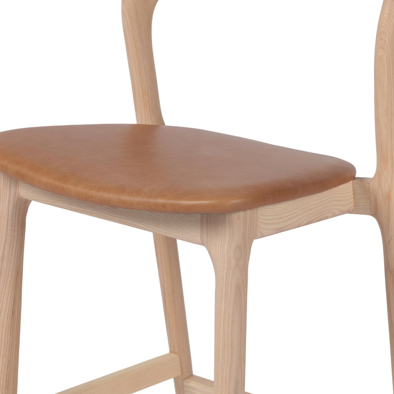 Kayla Leather Bar & Counter Stool, Counter Stool (26.5" Seat Height), Sonoma Butterscotch Genuine Leather/Natural