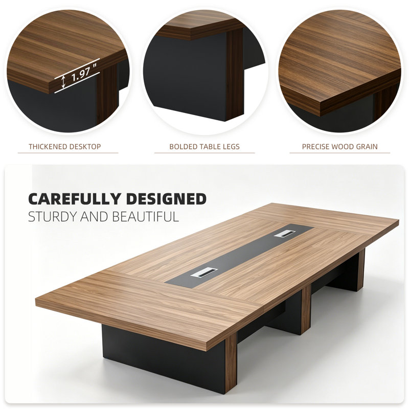 Table de conférence Searfoss, 29.53" H x 137.8" L x 59.06" D, Tanné