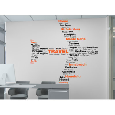 Décoration de voyage agence de voyage, autocollant mural agence de voyage, avion villes Wall Art Decor, voyage villes du monde autocollant mural bureau décoration murale 289LU