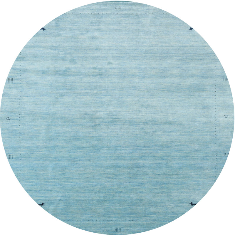 Tapis contemporain bleu, Rond 3 pi