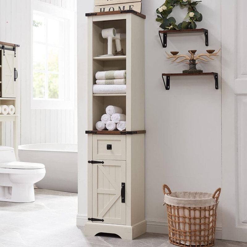 Mitchel 68" H Freestanding Bathroom Cabinet with Adjustable Shelves , White