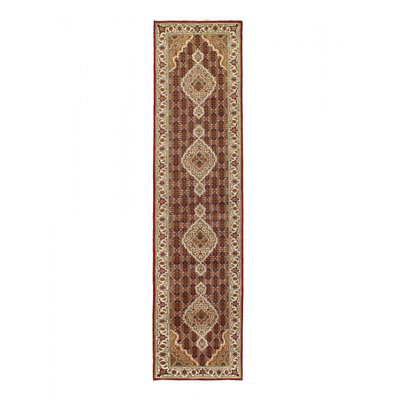 Fine Hand Knotted Silk & wool Tabriz runner 2'7'' X 11'9''
